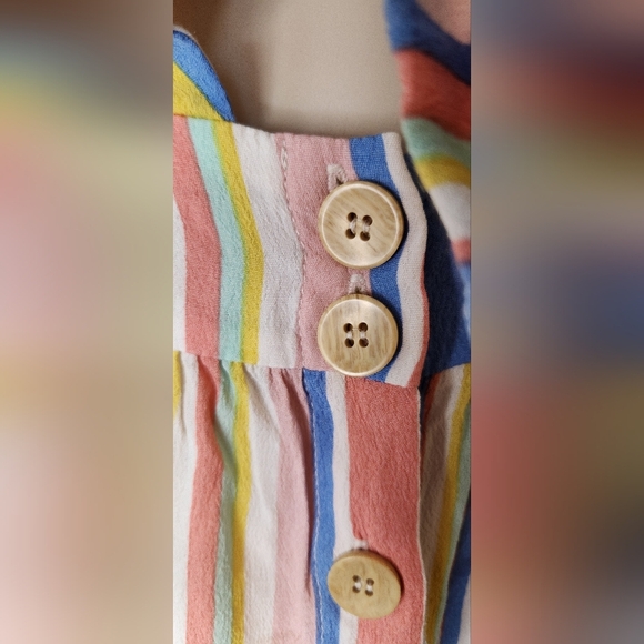 Lush size large colorful stripped spaghetti strap midi dress with tie front - Picture 3 of 6